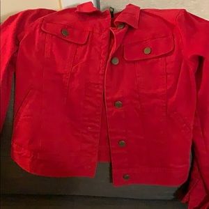 Red jean jacket